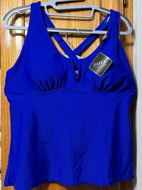 NWT Zaful Cobalt Blue Tankini Swim Top with Branded Tag